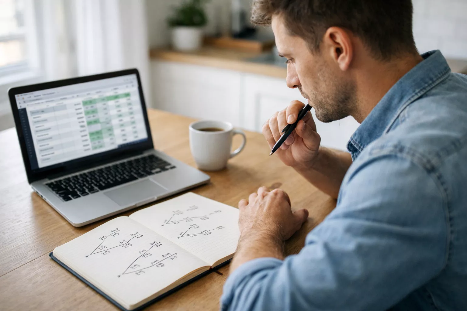 Person studying betting mathematics and odds