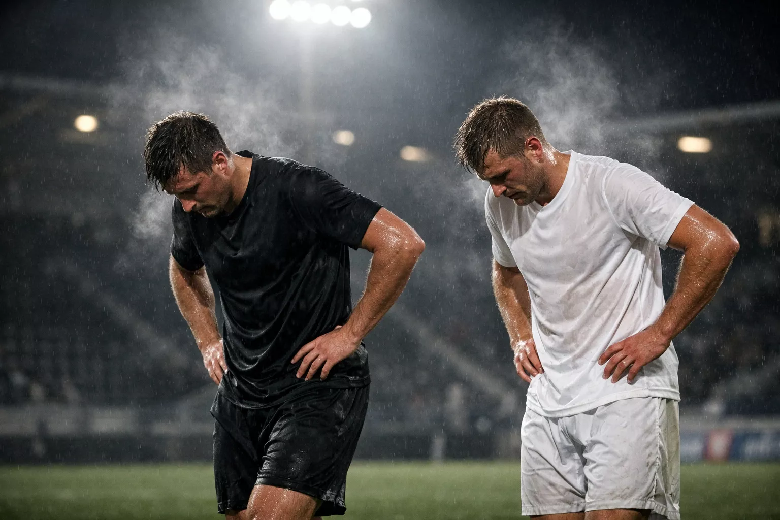 Exhausted football players during busy match schedule